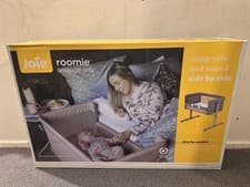Image of Joie Roomie Grey Bedside Crib Cot with Mattress Brand New In Box Free Delivery