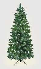 Image of Christmas Tree Pre Lit Slim Pencil Pine Green Artificial Bushy XMAS Decor 8FT UK
