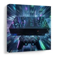 Image of PLAYSTATION 2 PS2 CANVAS WALL ART Retro Video Game Decor Gamer Room BIG 20x20"