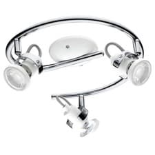Image of 3 WAY CEILING SPOTLIGHT GU10-LED WHITE/CHROME BULBS INCLUDED 9W 30CM BASE