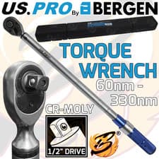 Image of US PRO 1/2" Drive Calibrated Torque Wrench Adjustable Reversible 60Nm - 330Nm