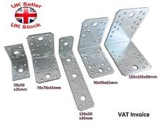 Image of ANGLE BRACKET 2.5mm Thick HEAVY DUTY Corner Reinforced Galvanised Zinc Plated