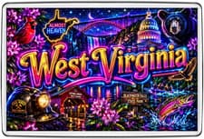 Image of West Virginia Almost Heaven Neon Fridge Magnet Travel Souvenir Gift Views State