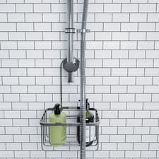 Image of Croydex Chrome Hook Over Shower Caddy for Riser Rail Hanging Basket Organiser