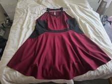Image of Yours Clothing Plus Size 30/32 Limited Collection Dark Red/Black Dress New