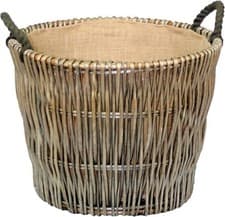 Image of Round Grey Log Basket - Medium
