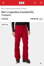 Image of Helly Hansen Men's Legendary Insulated Ski Trousers, Red, Small 2025/26