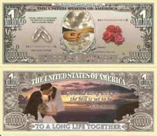 Image of Wedding With This Ring Dollar Bills x 2 Favours Bride Groom New Gift