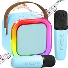 Image of Children's Karaoke Machine 2 Microphones - Mini Karaoke Machine with Karaoke Mic