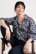 Image of Seasalt Women's Regular Hope Cottage Organic Cotton Blouse Headland Collage Mari