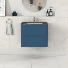 Image of Venice 600/800mm Wall Hung Vanity Unit 2 Drawer Multicolor Black Star Marble Top