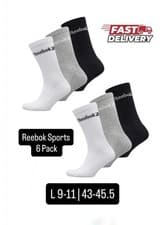 Image of REEBOK Sport Socks 6 Pack | PREMIUM | Cushioned | SIZE L UK 9-11 | 43-45.5 |🚚📦