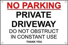 Image of No Parking Private Driveway Do Not Obstruct in Constant Use safety sign