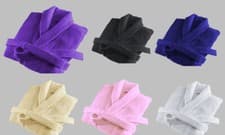 Image of Mens Ladies Bathrobe Egyptian Cotton Terry Towelling Shawl Collar Dressing Gown