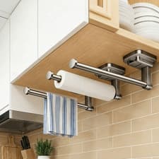 Image of Suction Cup Kitchen Paper Towel Holder, No-Drill Reusable Roll & Storage Rack