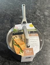 Image of NINJA Extended Life 18cm Ceramic Saucepan with lid, 18cm, Grey & Terracotta -NEW