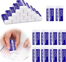 Image of 30 Pcs Plastic Rubber Eraser - White 2B Eraser for School, Home, Office, Sketch