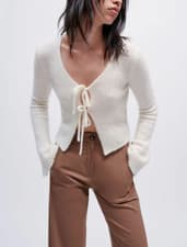 Image of Maje Women's Ecru Knit Mohair Blend Cardigan Size 36 FR 8 UK 4 US MFPCA00293