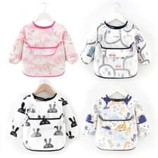 Image of Baby Feeding Bibs Waterproof Feeding Apron Toddler Weaning Long Sleeve Kids Eat