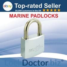 Image of MAXUS Silver Chrome STRONG 40mm Marine Padlock KEYED ALIKE KA each with 2 Keys