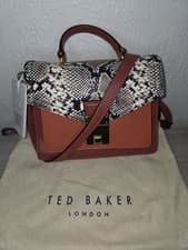 Image of Ted Baker leather Kayless Lock Cross Body Bag Tan coral brand new