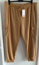 Image of BNWT Yours Size 22-24 Cargo Style Joggers Tan Brown Elasticated Waist