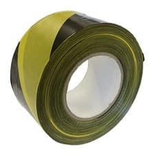 Image of 70mm x 100 metre roll YELLOW BLACK HAZARD WARNING BARRIER TAPE - non adhesive