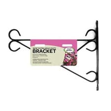 Image of Hanging Basket Bracket 16"/18" Heavy Duty Steel Black Wall Mounted Hook Garden