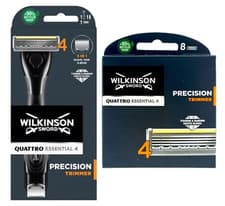 Image of Wilkinson Sword Quattro Titanium Precision Trimmer Razor 3In1 Shaver + 8 Blades