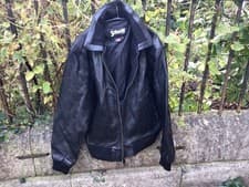 Image of Schott Black Leather Men’s Bomber Jacket - Large (new)
