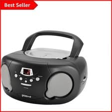 Image of Portable Boombox - Bluetooth, CD Compatibility & LED Display, Black