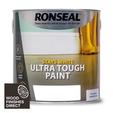 Image of Ronseal Stays White Ultra Tough Paint White 750ml 2.5 Litre Gloss Satin Matt