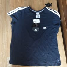 Image of ADIDAS FITTED NAVY WHITE TOP T- SHIRT WOMAN XL UK 18