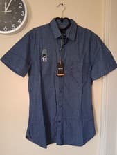 Image of Men's Hugo Boss Dark Blue Slim Fit Short Sleeve Cotton Shirt Size S new With Tag