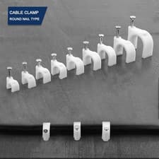 Image of Round White Cable clip Wire Clips 4mm - 12mm- Packs of 100 tac