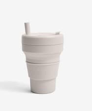 Image of Stojo 16oz Collapsible Travel Cup Nutmeg Silicone w/ Reusable Straw Holder - New