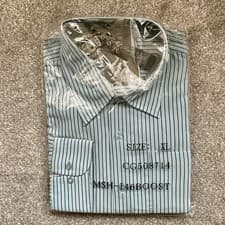 Image of Simon Clark Classics Mens Long Sleeve Striped Shirt XL GREY/BLACK BNWT ✅