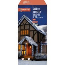 Image of Premier 480 LED Cluster Multi-Action Christmas Light BRIGHT WHITE- timer