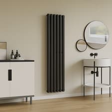 Image of TRH Single Oval Vertical Designer Radiator 1600mm x 360mm Anthracite