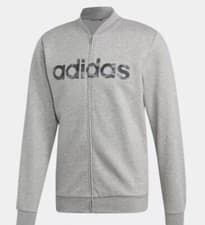 Image of Adidas Jacket Mens S Gray Camo Authentic Essential Linear Cotton Full Zip Up $60
