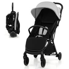 Image of Foldable Baby Stroller Pushchair Pram Toddler Buggy Adjustable Backrest Canopy