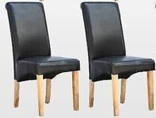 Image of Dining Chairs Set of 2 Faux Leather Roll Top Scroll High Back home restaurants