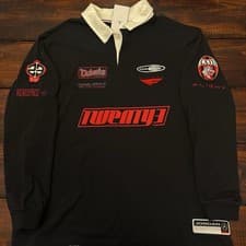 Image of Nike Air Jordan Long Sleeve Patchwork Rugby Polo Shirt Sz XL Black HF9323-010