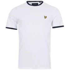 Image of Lyle & Scott Ringer T-Shirt Tee White/Navy Slim Fit Size XXL / 2XL Bnwt
