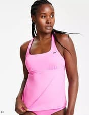 Image of Nike Women's Essential Square Neck Racerback Pink Tankini Top M