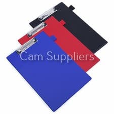 Image of A4 Foolscap Clipboard PVC Clip Board Pen Holder School Stationery Black Blue Red