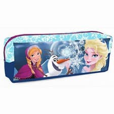 Image of FROZEN Blue Pencil Case with Zip - Anna, Elsa, Olaf - SIZE: 21 x 8 x 5 cm