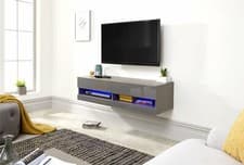 Image of Grey Galicia 120cm Wall TV Unit With LED Light Living Room