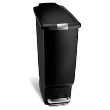 Image of simplehuman CW1361 40L Slim Recycling Kitchen Pedal Bin with Lid Lock, Silent