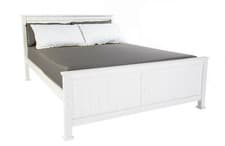 Image of White wood bed frame.Solid panel.Shaker,Wooden.3ft,small double,4ft6,5ft